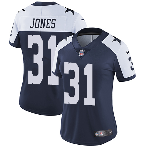 Nike Cowboys #31 Byron Jones Navy Blue Thanksgiving Women's Stitched NFL Vapor Untouchable Limited Throwback Jersey Nike Cowboys #31 Byron Jones Navy Blue Thanksgiving Women's Stitched NFL Vapor Untouchable Limited Throwback Jersey