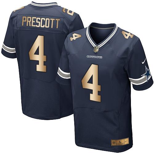Lucky Jersyes Nike Cowboys #4 Dak Prescott Navy Blue Team Color Men's Stitched NFL Elite Gold Jersey