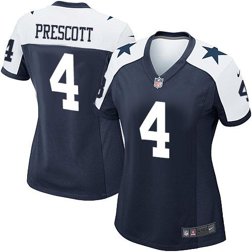Nike Cowboys #4 Dak Prescott Navy Blue Thanksgiving Throwback Women's Stitched NFL Elite Jersey Nike Cowboys #4 Dak Prescott Navy Blue Thanksgiving Throwback Women's Stitched NFL Elite Jersey