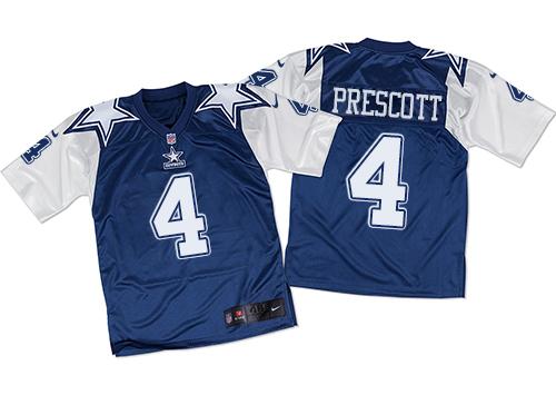 Nike Cowboys #4 Dak Prescott Navy Blue White Throwback Men's Stitched NFL Elite Jersey Nike Cowboys #4 Dak Prescott Navy Blue White Throwback Men's Stitched NFL Elite Jersey