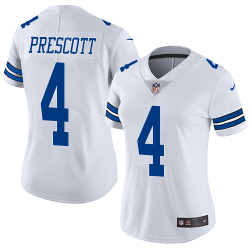 Nike Cowboys #4 Dak Prescott White Women's Stitched NFL Vapor Untouchable Limited Jersey Nike Cowboys #4 Dak Prescott White Women's Stitched NFL Vapor Untouchable Limited Jersey