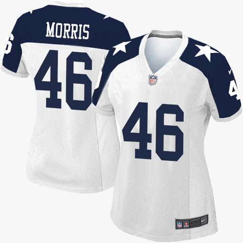 Nike Cowboys #46 Alfred Morris White Thanksgiving Women's Stitched NFL Throwback Elite Jersey