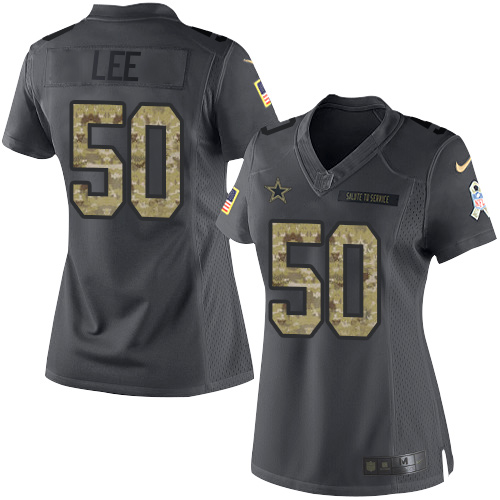 Nike Cowboys #50 Sean Lee Black Women's Stitched NFL Limited 2016 Salute to Service Jersey