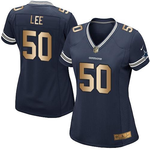 Nike Cowboys #50 Sean Lee Navy Blue Team Color Women's Stitched NFL Elite Gold Jersey Nike Cowboys #50 Sean Lee Navy Blue Team Color Women's Stitched NFL Elite Gold Jersey