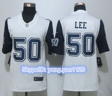 Nike Cowboys #50 Sean Lee White Men's Stitched NFL Limited Rush Jersey