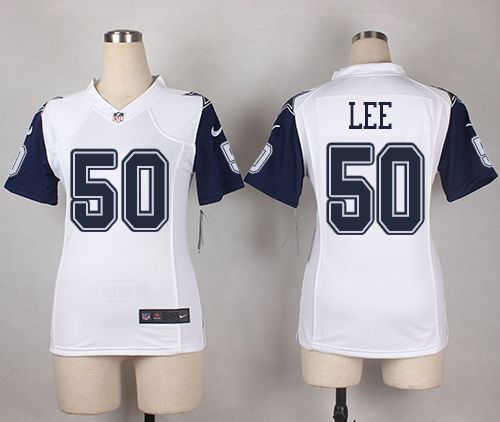Nike Cowboys #50 Sean Lee White Women's Stitched NFL Elite Rush  Jersey