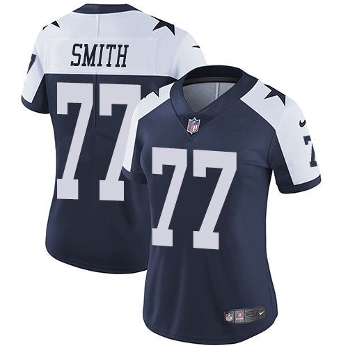 Nike Cowboys #77 Tyron Smith Navy Blue Thanksgiving Women's Stitched NFL Vapor Untouchable Limited Throwback Jersey Nike Cowboys #77 Tyron Smith Navy Blue Thanksgiving Women's Stitched NFL Vapor Untouchable Limited Throwback Jersey