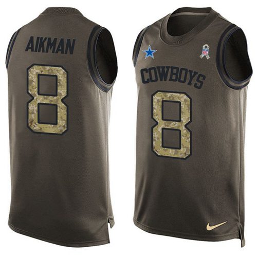 Nike Cowboys #8 Troy Aikman Green Men's Stitched NFL Limited Salute To Service Tank Top Jersey Nike Cowboys #8 Troy Aikman Green Men's Stitched NFL Limited Salute To Service Tank Top Jersey