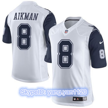 Nike Cowboys #8 Troy Aikman White Men's Stitched NFL Limited Rush Jersey