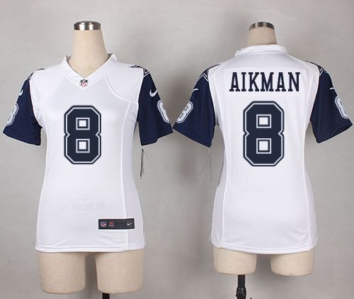 Nike Cowboys #8 Troy Aikman White Women's Stitched NFL Elite Rush  Jersey