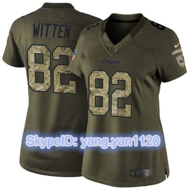 Nike Cowboys #82 Jason Witten Green Women's Stitched NFL Limited Salute to Service Jersey