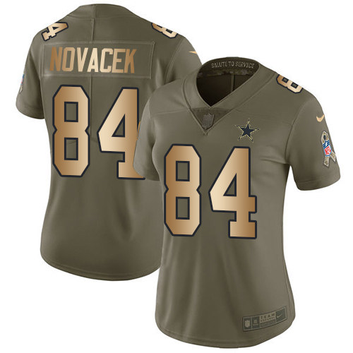 Nike Cowboys #84 Jay Novacek Olive Gold Women's 2017 Salute to Service NFL Limited Jersey Nike Cowboys #84 Jay Novacek Olive Gold Women's 2017 Salute to Service NFL Limited Jersey