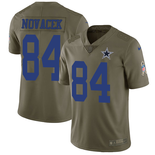 Nike Cowboys #84 Jay Novacek Olive Men's Stitched NFL Limited 2017 Salute To Service Jersey