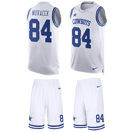 Nike Cowboys #84 Jay Novacek White Men's  Tank Top Suit NFL Limited Jersey