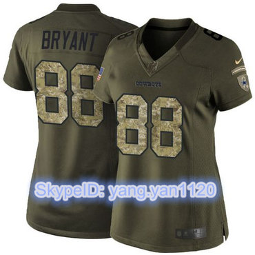 Nike Cowboys #88 Dez Bryant Green Women's Stitched NFL Limited Salute to Service Jersey
