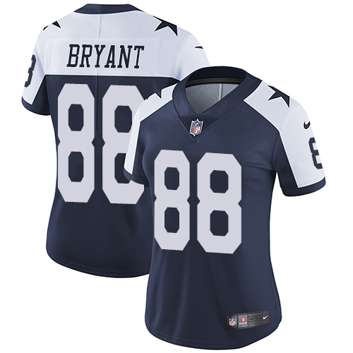 Nike Cowboys #88 Dez Bryant Navy Blue Thanksgiving Women's Stitched NFL Vapor Untouchable Limited Throwback Jersey
