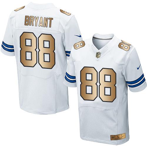 Nike Cowboys #88 Dez Bryant White Men's Stitched NFL Elite Gold Jersey Nike Cowboys #88 Dez Bryant White Men's Stitched NFL Elite Gold Jersey