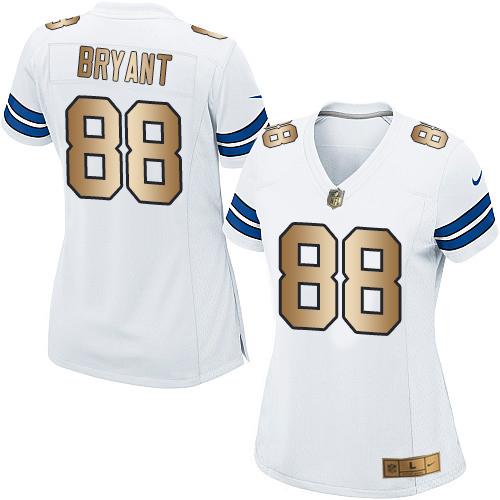 Nike Cowboys #88 Dez Bryant White Women's Stitched NFL Elite Gold Jersey Nike Cowboys #88 Dez Bryant White Women's Stitched NFL Elite Gold Jersey
