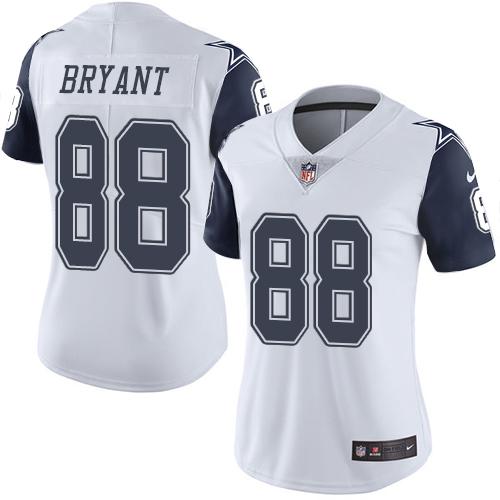 Nike Cowboys #88 Dez Bryant White Women's Stitched NFL Limited Rush Jersey