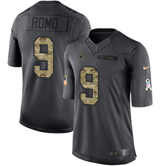 Nike Cowboys #9 Tony Romo Black Men's Stitched NFL Limited 2016 Salute To Service Jersey