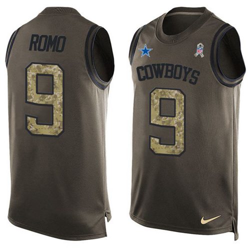 Nike Cowboys #9 Tony Romo Green Men's Stitched NFL Limited Salute To Service Tank Top Jersey Nike Cowboys #9 Tony Romo Green Men's Stitched NFL Limited Salute To Service Tank Top Jersey