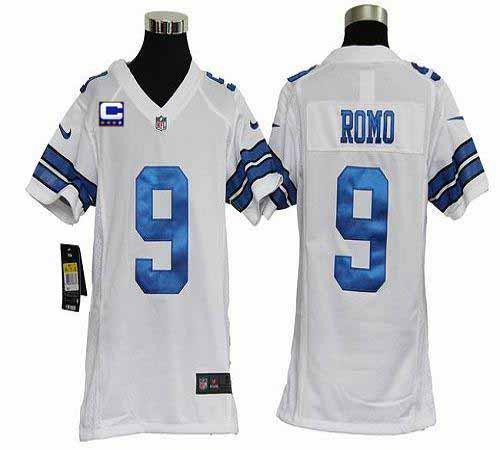 Nike Cowboys #9 Tony Romo White With C Patch Youth Stitched NFL Elite Jersey Nike Cowboys #9 Tony Romo White With C Patch Youth Stitched NFL Elite Jersey