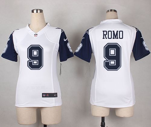Nike Cowboys #9 Tony Romo White Women's Stitched NFL Elite Rush  Jersey