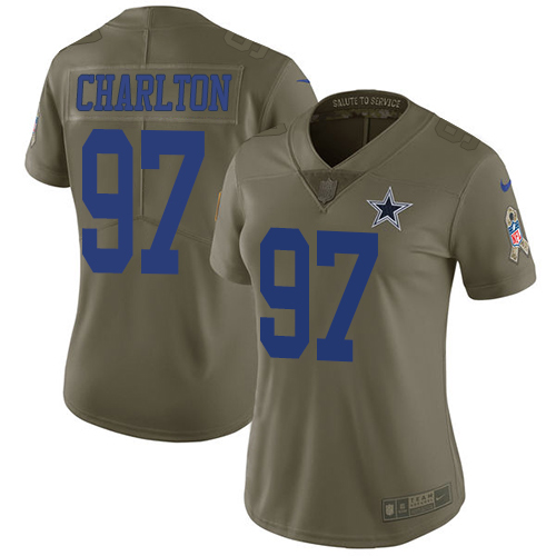 Nike Cowboys #97 Taco Charlton Olive Women's Stitched NFL Limited 2017 Salute to Service Jersey