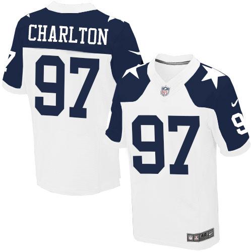 Nike Cowboys #97 Taco Charlton White Thanksgiving Men's Stitched NFL Throwback Elite Jersey Nike Cowboys #97 Taco Charlton White Thanksgiving Men's Stitched NFL Throwback Elite Jersey