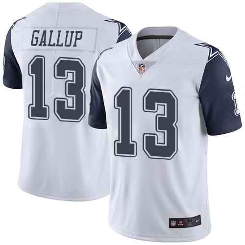 Nike Cowboys 13 Michael Gallup White Color Rush Limited Jersey Nike Cowboys 13 Michael Gallup White Color Rush Limited Jersey