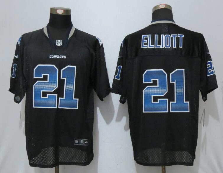 Nike Cowboys 21 Ezekiel Elliott Black Men's Pro Line Fashion Strobe Elite Jersey