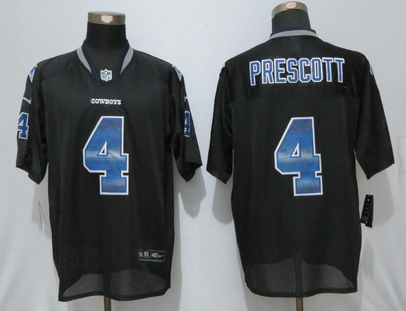 Nike Cowboys 4 Dak Prescott Black Men's Pro Line Fashion Strobe Elite Jersey