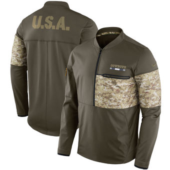 Nike Cowboys Olive Salute to Service Sideline Hybrid Half-Zip Pullover Jacket