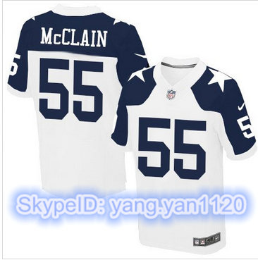 Nike Dallas Cowboys #55 Rolando McClain White Thanksgiving Throwback Men's Stitched NFL Elite Jersey