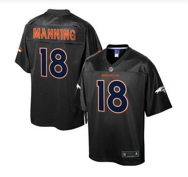 Nike Denver Broncos #18 Peyton Manning Black Men's NFL Pro Line Black Reverse Fashion Game Jersey