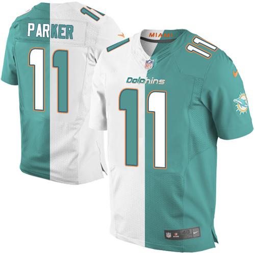 Nike Dolphins #11 DeVante Parker Aqua Green White Men's Stitched NFL Elite Split Jersey Nike Dolphins #11 DeVante Parker Aqua Green White Men's Stitched NFL Elite Split Jersey