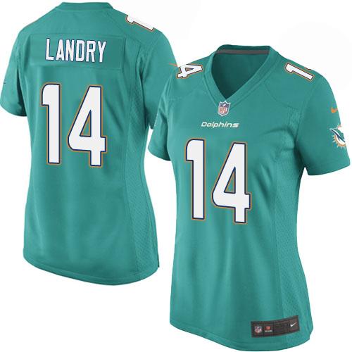 Nike Dolphins #14 Jarvis Landry Aqua Green Team Color Women's Stitched NFL Elite Jersey Nike Dolphins #14 Jarvis Landry Aqua Green Team Color Women's Stitched NFL Elite Jersey