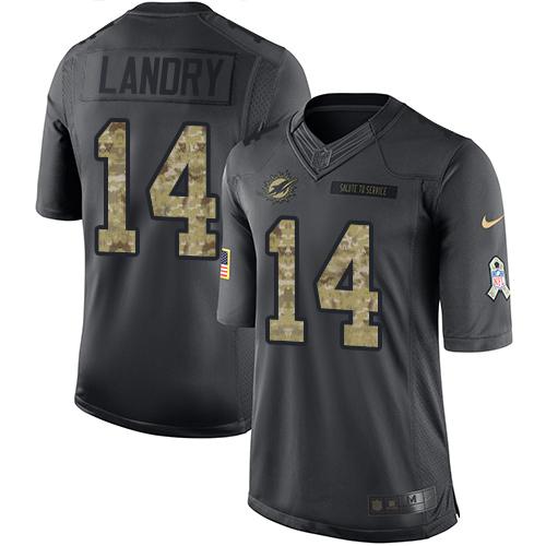 Nike Dolphins #14 Jarvis Landry Black Men's Stitched NFL Limited 2016 Salute to Service Jersey Nike Dolphins #14 Jarvis Landry Black Men's Stitched NFL Limited 2016 Salute to Service Jersey