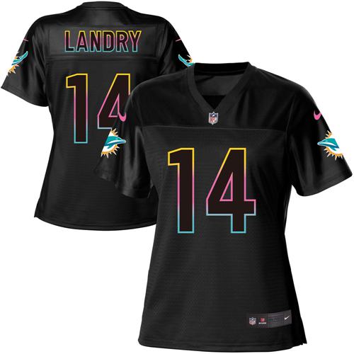 Nike Dolphins #14 Jarvis Landry Black Women's NFL Fashion Game Jersey
