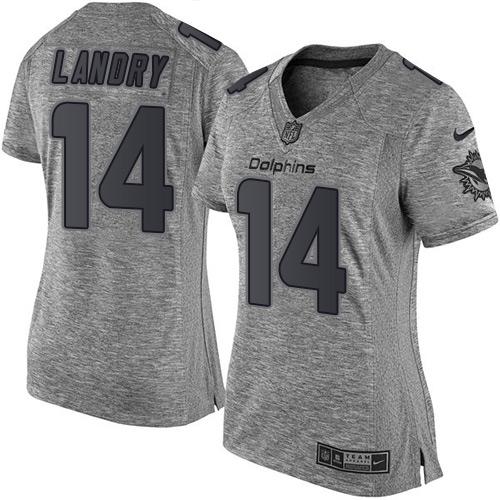 Nike Dolphins #14 Jarvis Landry Gray Women's Stitched NFL Limited Gridiron Gray Jersey Nike Dolphins #14 Jarvis Landry Gray Women's Stitched NFL Limited Gridiron Gray Jersey