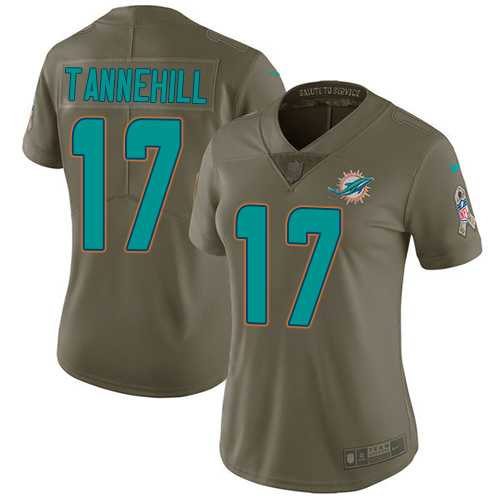 Nike Dolphins #17 Ryan Tannehill Olive Women's Stitched NFL Limited 2017 Salute to Service Jersey