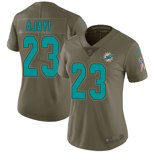 Nike Dolphins #23 Jay Ajayi Olive Women's Stitched NFL Limited 2017 Salute to Service Jersey