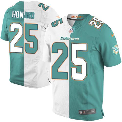 Nike Dolphins #25 Xavien Howard Aqua Green White Men's Stitched NFL Elite Split Jersey Nike Dolphins #25 Xavien Howard Aqua Green White Men's Stitched NFL Elite Split Jersey