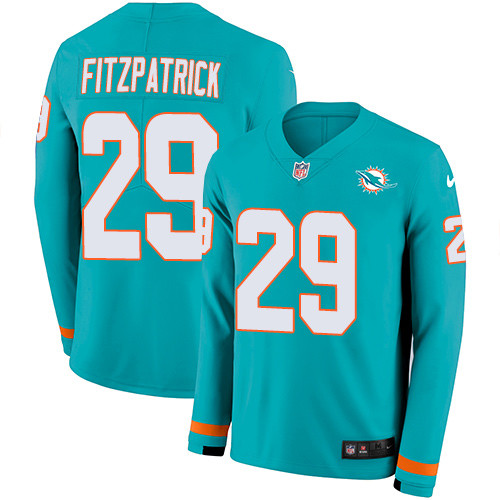 Nike Dolphins #29 Minkah Fitzpatrick Aqua Green Team Color Men's Stitched NFL Limited Therma Long Sleeve Jersey Nike Dolphins #29 Minkah Fitzpatrick Aqua Green Team Color Men's Stitched NFL Limited Therma Long Sleeve Jersey