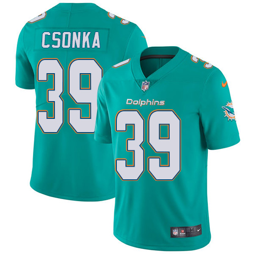 Nike Dolphins #39 Larry Csonka Aqua Green Team Color Men's Stitched NFL Vapor Untouchable Limited Jersey