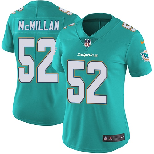 Nike Dolphins #52 Raekwon McMillan Aqua Green Team Color Women's Stitched NFL Vapor Untouchable Limited Jersey