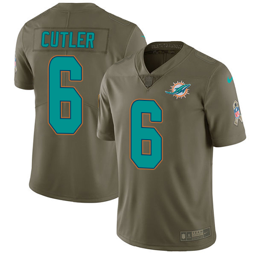 Nike Dolphins #6 Jay Cutler Olive Men's Stitched NFL Limited 2017 Salute to Service Jersey