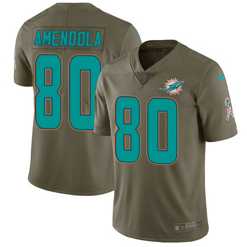 Nike Dolphins #80 Danny Amendola Olive Men's Stitched NFL Limited 2017 Salute To Service Jersey