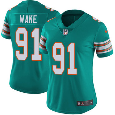 Nike Dolphins #91 Cameron Wake Aqua Green Alternate Women's Stitched NFL Vapor Untouchable Limite Nike Dolphins #91 Cameron Wake Aqua Green Alternate Women's Stitched NFL Vapor Untouchable Limite