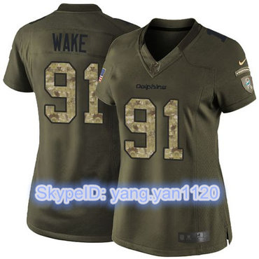 Nike Dolphins #91 Cameron Wake Green Women's Stitched NFL Limited Salute to Service Jersey